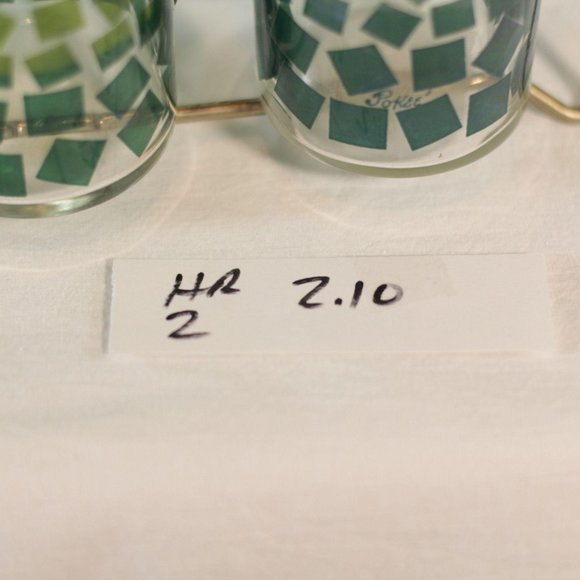 Vtg MCM Pokee Drinking Glass Set Tumbler Holder - Picture 10 of 10